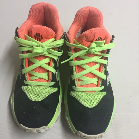 Adidas Boys Harden Stepback J Basketball Shoes Black Coral  Adidas Harden Stepback J Black & Coral Green EH2769  Size 4.5-